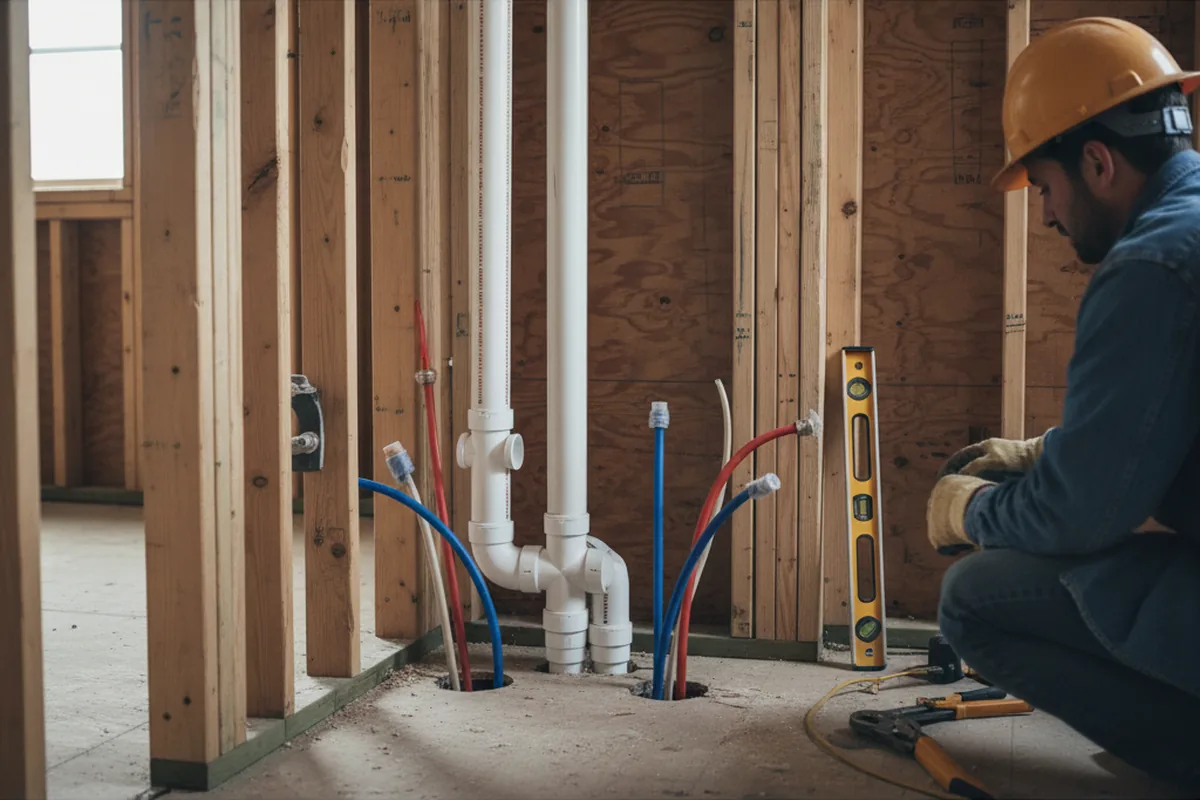 Drain and supply rough-in during Leak Detection in Danciger