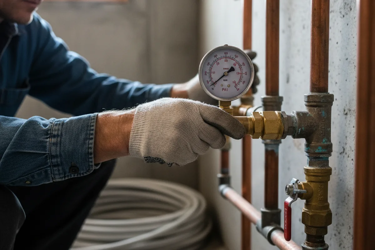 Pressure testing a repaired line during Water Line Repair in Danciger